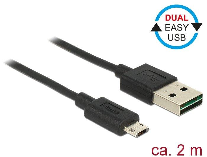 DeLock  83850 cavo USB 2 m USB 2.0 USB A Micro-USB B Nero 