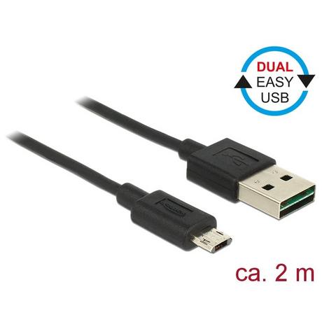 DeLock  83850 cavo USB 2 m USB 2.0 USB A Micro-USB B Nero 