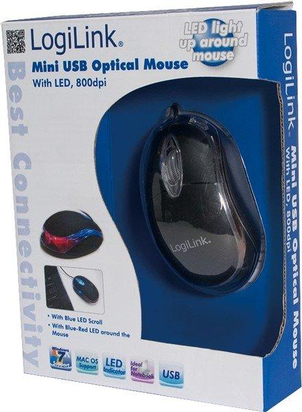 LogiLink  Optical USB Mini with LED mouse USB tipo A Ottico 800 DPI 