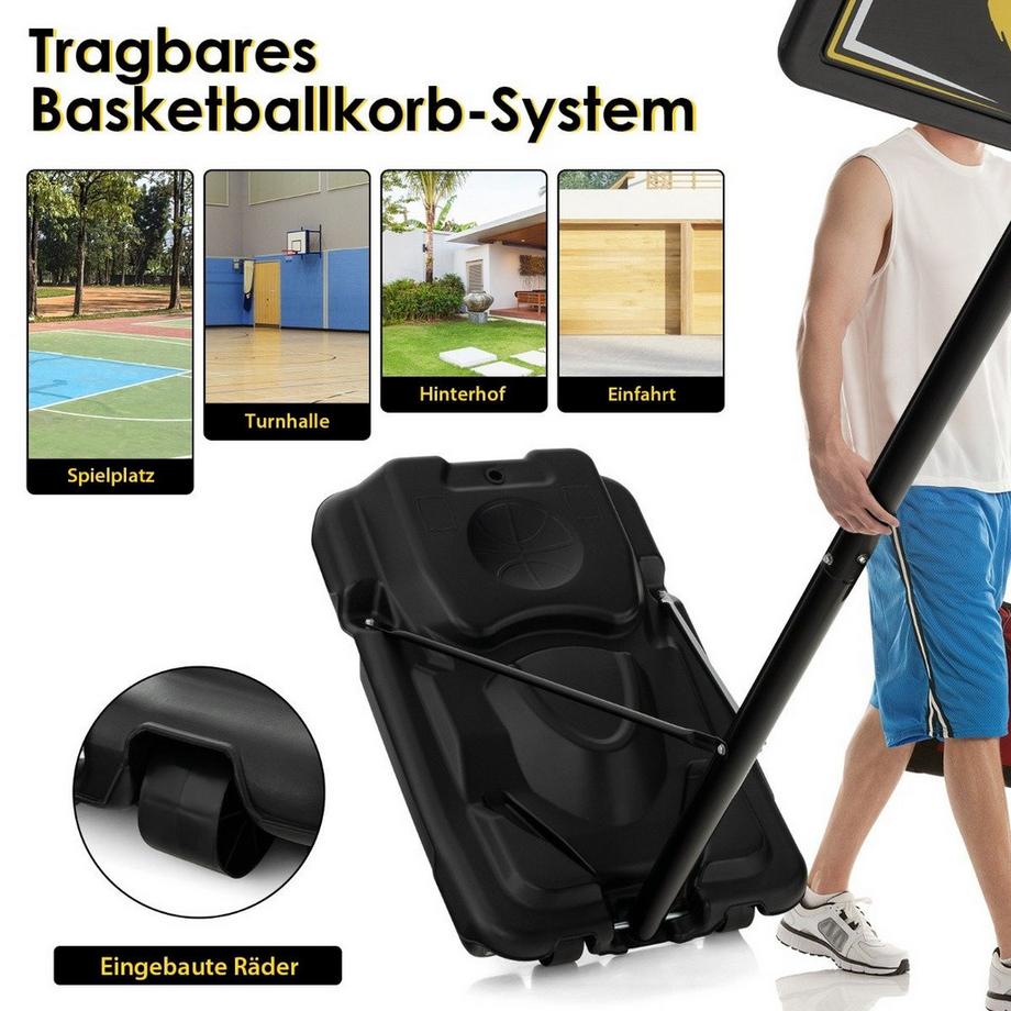 Northio  Support de basket-ball réglable en hauteur de 130 à 305cm, avec roues et support, cerceau de basket-ball Portable 