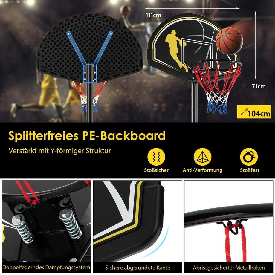 Northio  Support de basket-ball réglable en hauteur de 130 à 305cm, avec roues et support, cerceau de basket-ball Portable 