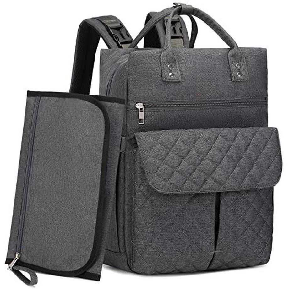 Sac à dos à langer multifonctionnel, sac à dos à langer grande capacité avec matelas à langer et sangles de poussette - Sac de voyage pour bébé