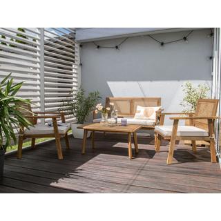 Beliani Canapé 2 places avec fauteuils en Bois d'acacia certifié FSC® Traditionnel ARENELLA  