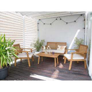 Beliani Canapé 2 places avec fauteuils en Bois d'acacia certifié FSC® Traditionnel ARENELLA  