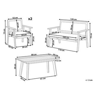 Beliani Canapé 2 places avec fauteuils en Bois d'acacia certifié FSC® Traditionnel ARENELLA  