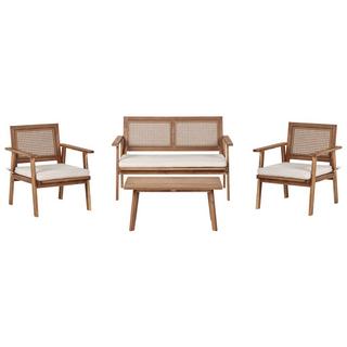 Beliani Canapé 2 places avec fauteuils en Bois d'acacia certifié FSC® Traditionnel ARENELLA  