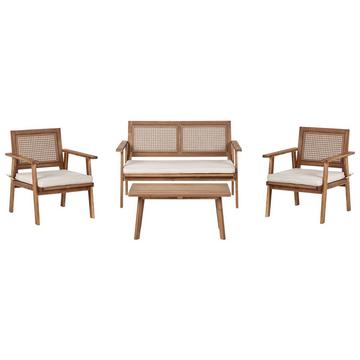 Canapé 2 places avec fauteuils en Bois d'acacia certifié FSC® Traditionnel ARENELLA