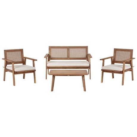Beliani Canapé 2 places avec fauteuils en Bois d'acacia certifié FSC® Traditionnel ARENELLA  