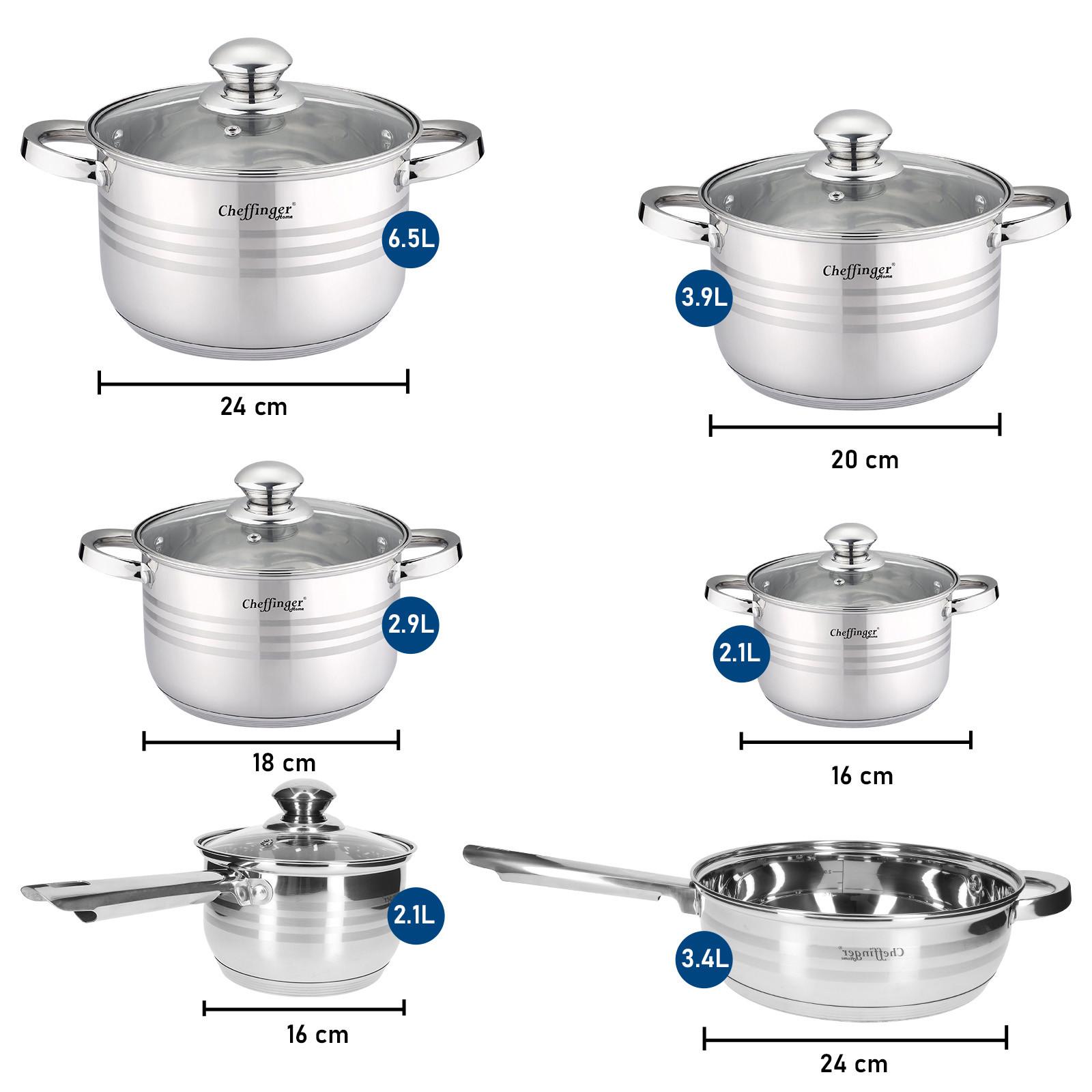 Cheffinger 12-teiliges Küchenset aus Edelstahl  