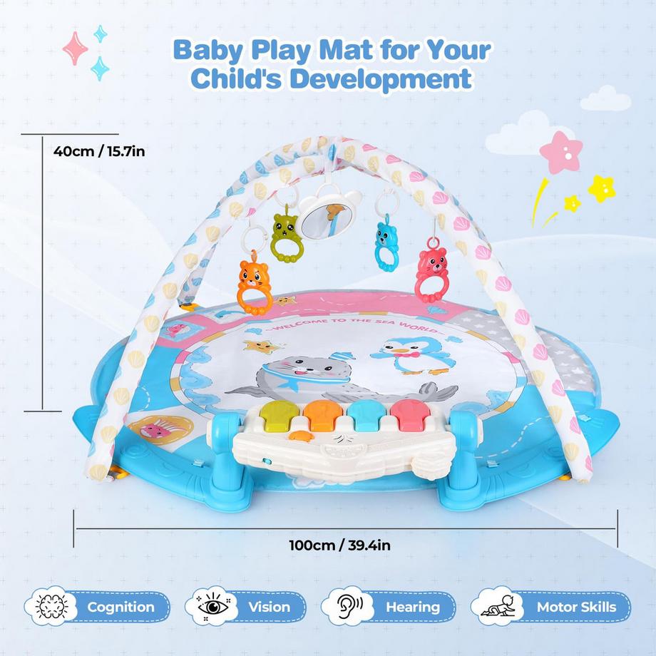 Activity-board  Babyspielmatte, Babyspielbogen mit Rassel, Klavier und Spiegel, Bodenspielmatte 