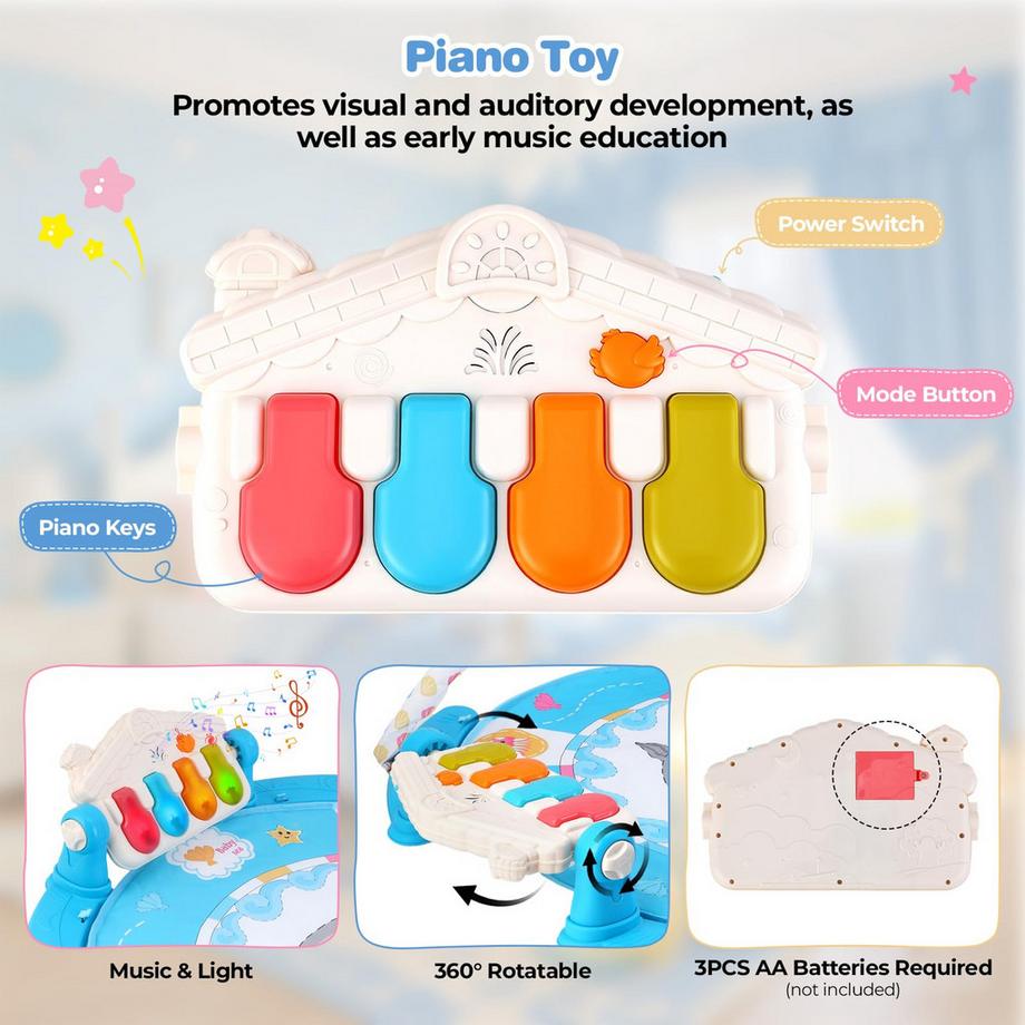 Activity-board  Babyspielmatte, Babyspielbogen mit Rassel, Klavier und Spiegel, Bodenspielmatte 