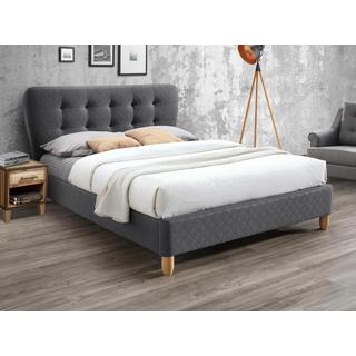 Vente-unique Letto 160 x 200 cm con testata trapuntata Tessuto Grigio + Materasso - ELIDE  