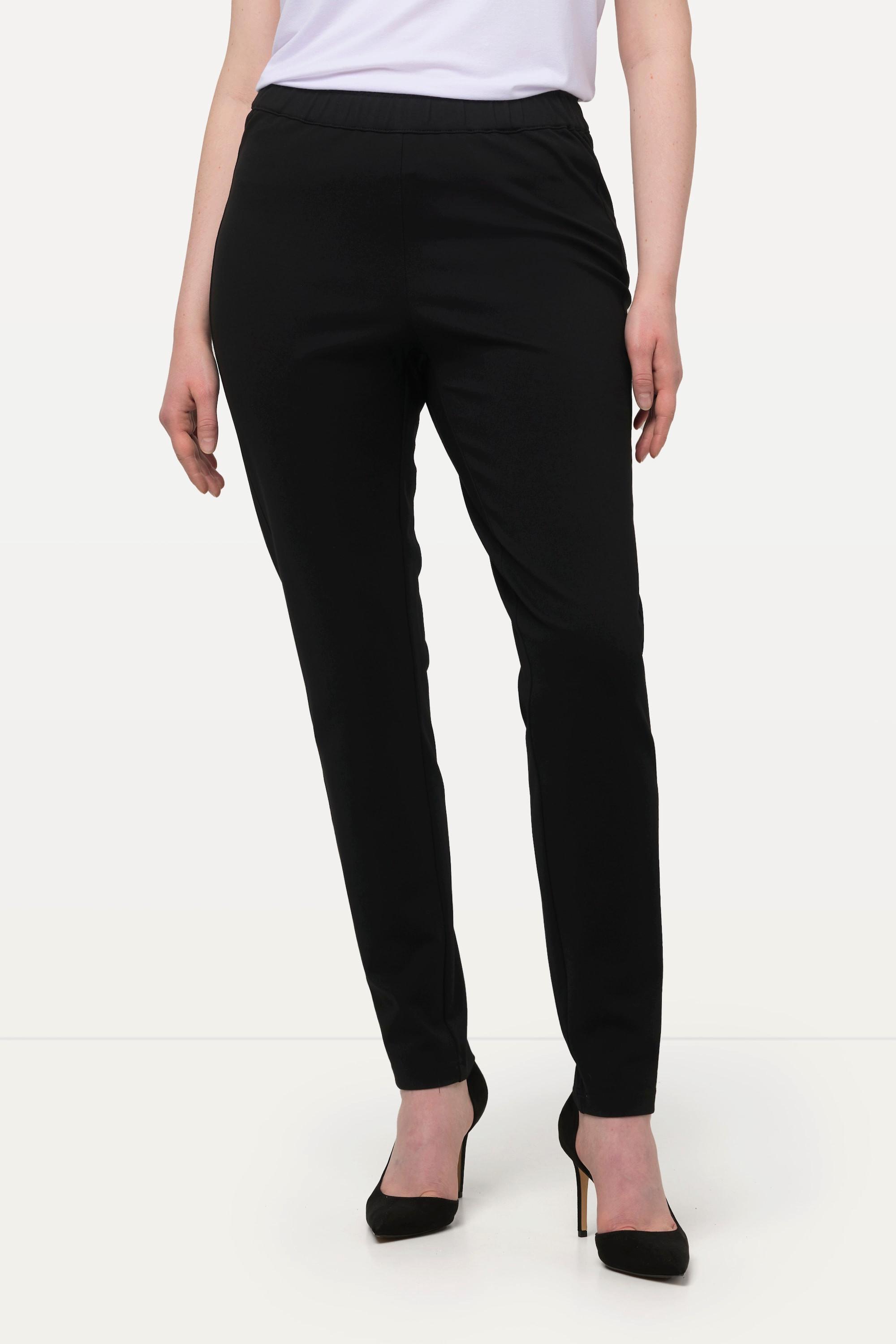 Ulla Popken  Pantalon en point de Rome Sienna, coupe slim et taille élastique 