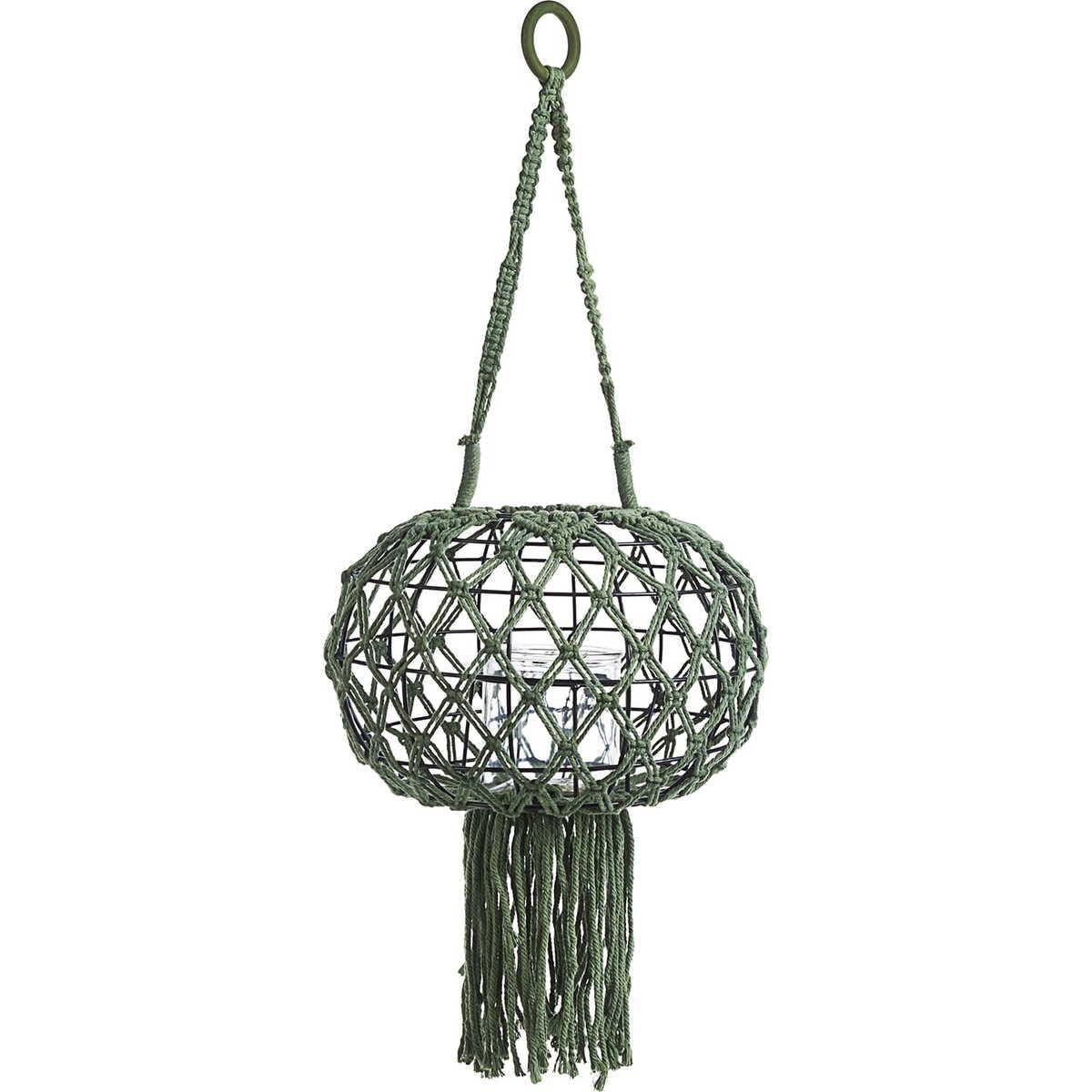 mutoni  Lanterne suspendue macramé vert hauteur 70 