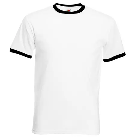 Fruit of the Loom TShirt à manches courtes Mens Ringer  Blanc