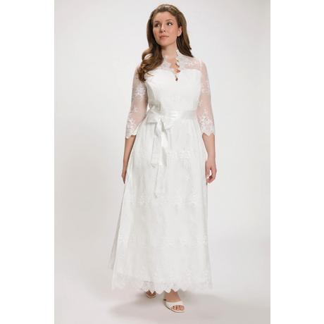 Ulla Popken  Tradizionale abito Dirndl da sposa con pizzo, collo alto e maniche a 3/4 