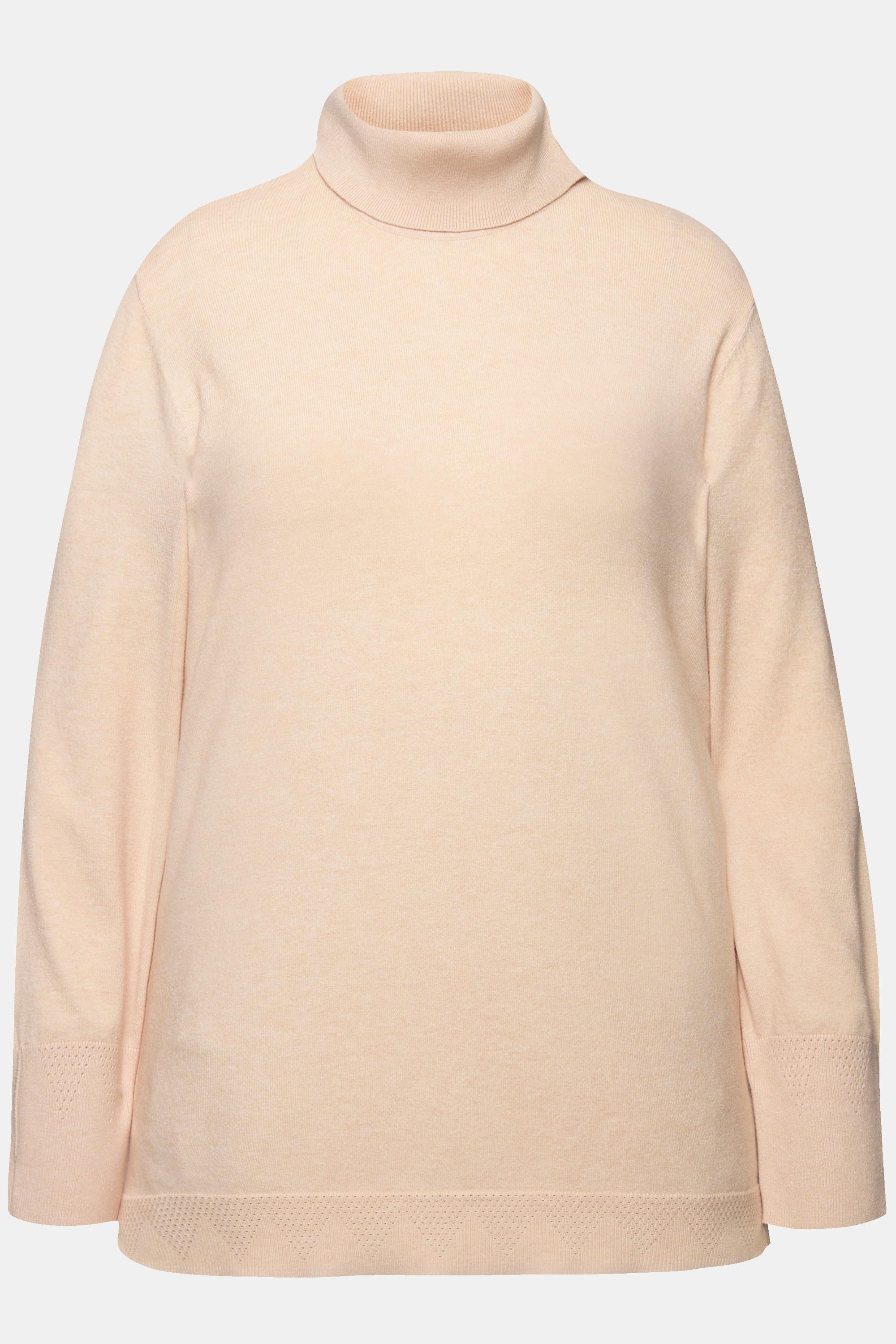 Ulla Popken  Pullover con collo dolcevita, alti orli a costine e maniche lunghe 