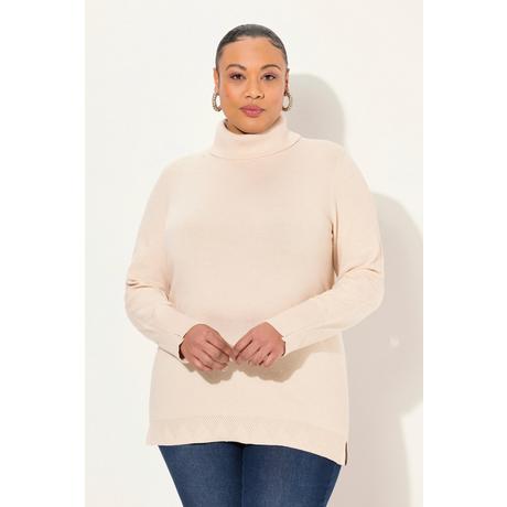 Ulla Popken  Pullover con collo dolcevita, alti orli a costine e maniche lunghe 