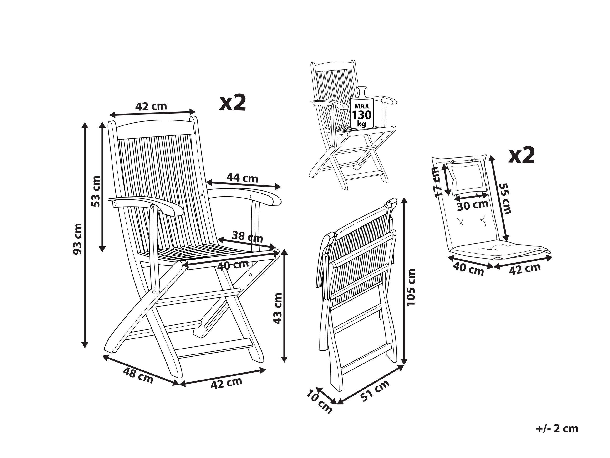 Beliani Lot de 2 chaises en Acacia Traditionnel MAUI  