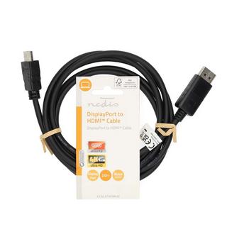 Nedis  Câble Displayport | DisplayPort Male | HDMI™ Connector | 4K@60Hz | Nickel Plated | 2.00 m | Round | PVC | Black | Label 