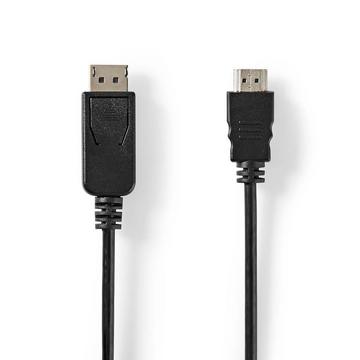 Câble Displayport | DisplayPort Male | HDMI™ Connector | 4K@60Hz | Nickel Plated | 2.00 m | Round | PVC | Black | Label