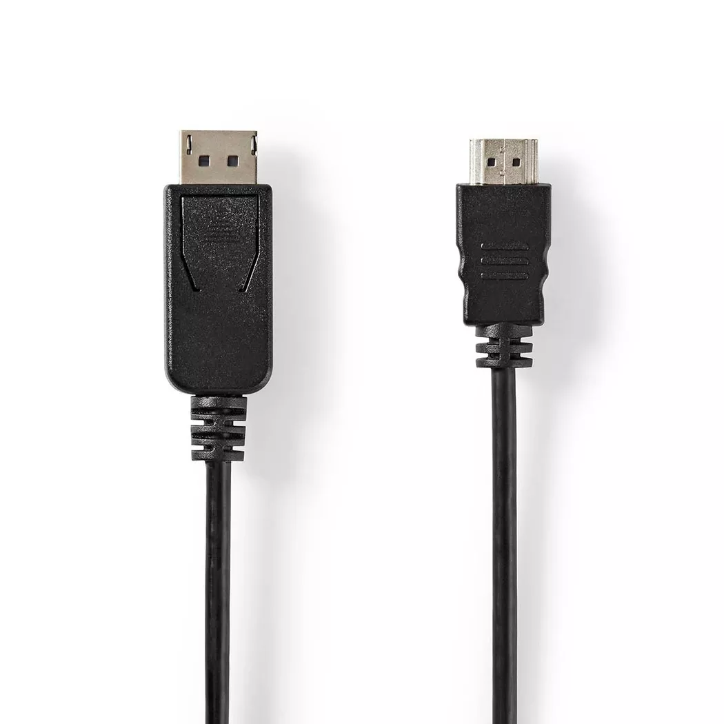 Nedis – Displayport-Kabel | DisplayPort-Stecker HDMI™-Anschluss 4K@60Hz Vernickelt 2,00 m Rund PVC Schwarz Etikett, One Size