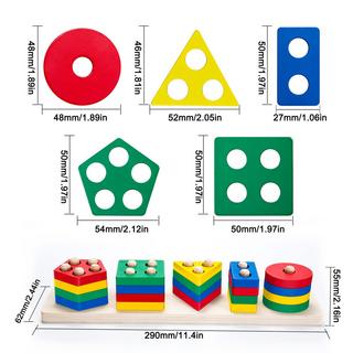 Activity-board  Hölzernes Sortier- und Stapelspielzeug, Farben und Formen Puzzle Stacker 