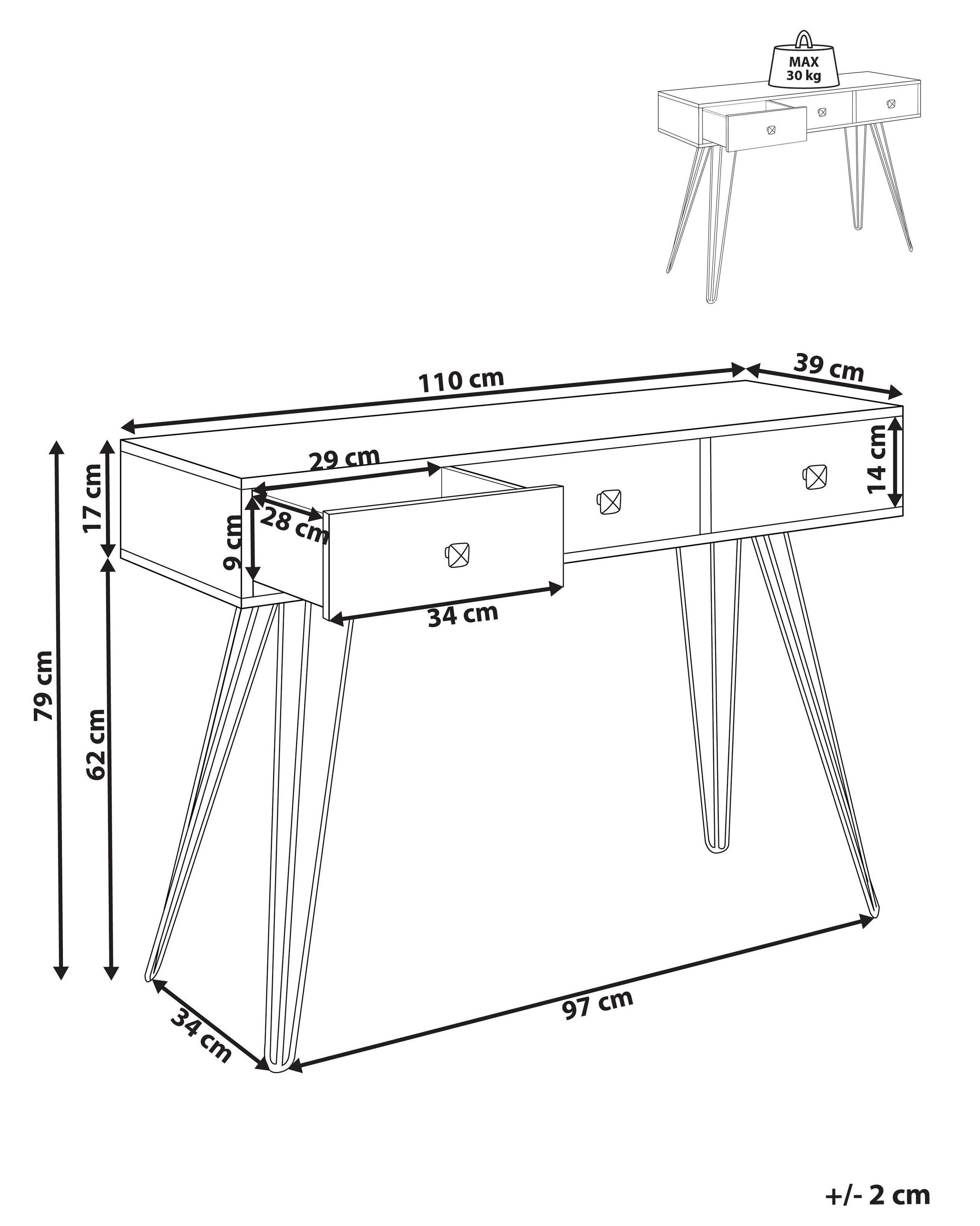 Beliani Console en Panneau de particules de bois Industriel MALSALA  