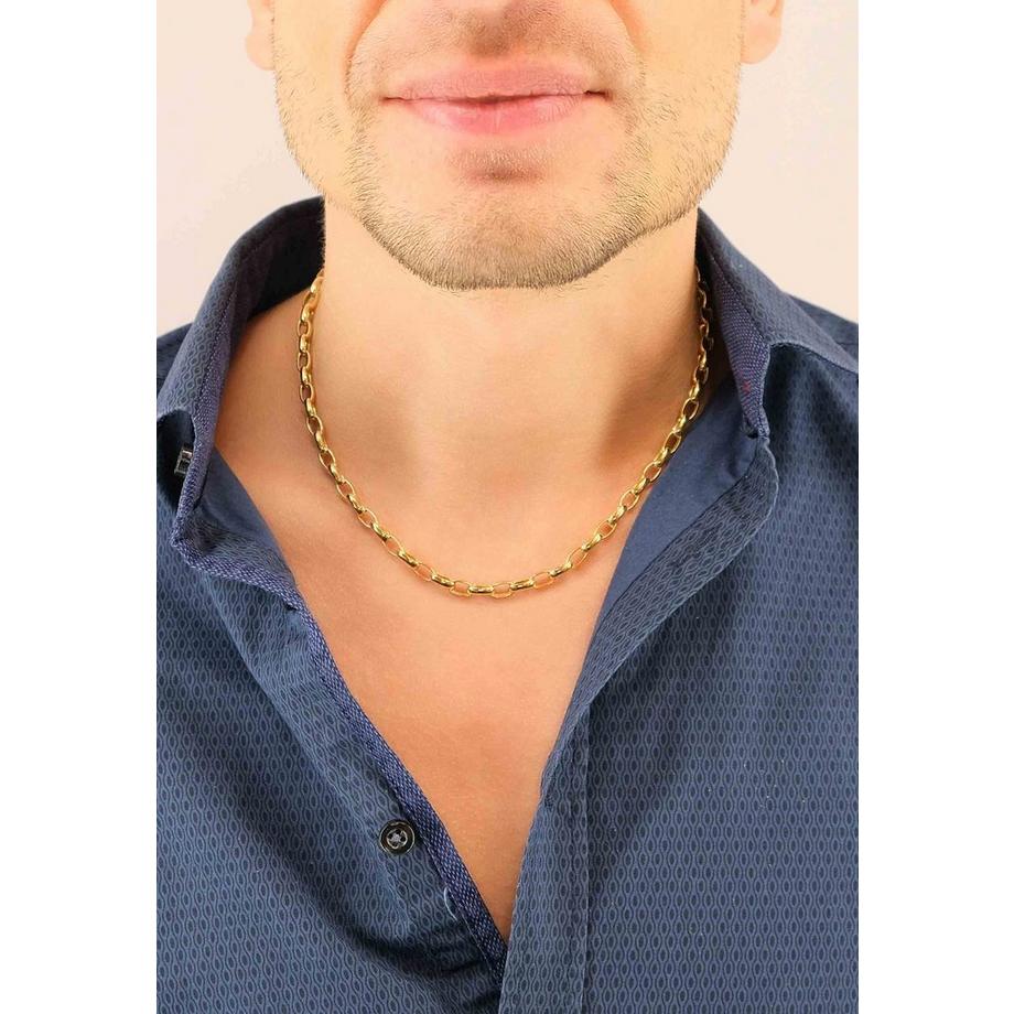 MUAU Schmuck  Collier forçat or jaune 750, 6x8.5mm, 45cm 