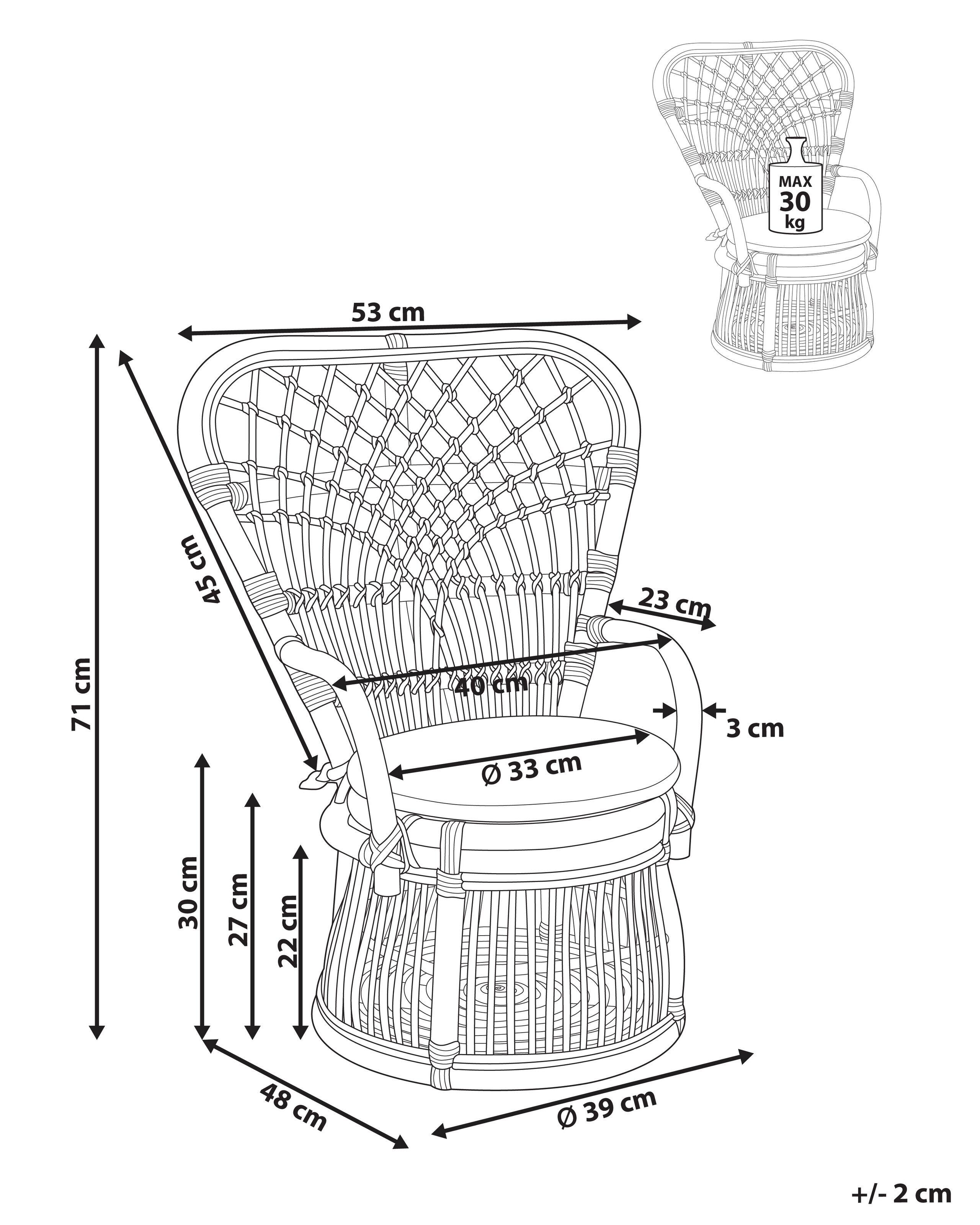 Beliani Kindersessel aus Rattan Boho TEMENI  