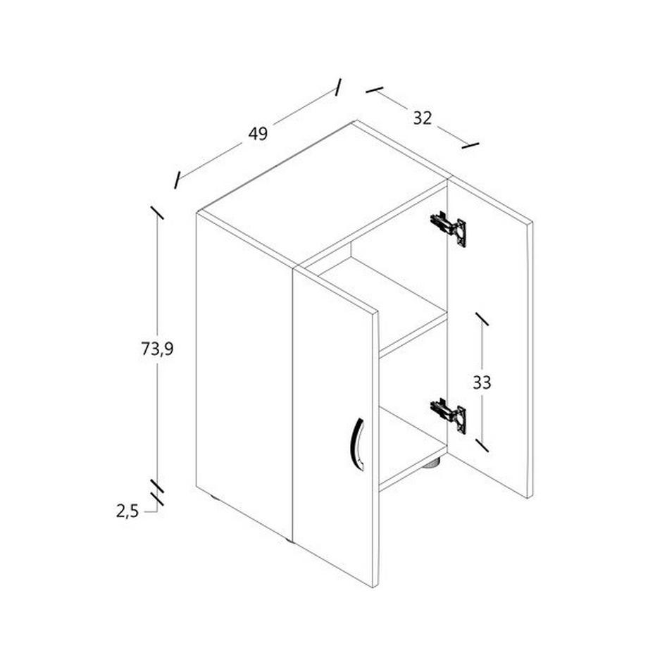 VCM Büroschrank mit 2 Fächern | moderner Aktenschrank mit Drehtüren | Maße ca. H. 74 x B. 49 x T. 34 cm - Ulas 2-Fach  