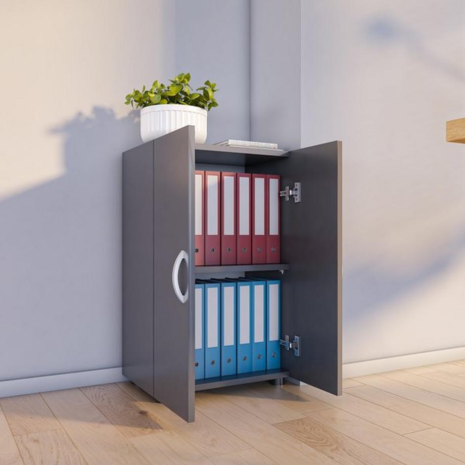 VCM Büroschrank mit 2 Fächern | moderner Aktenschrank mit Drehtüren | Maße ca. H. 74 x B. 49 x T. 34 cm - Ulas 2-Fach  