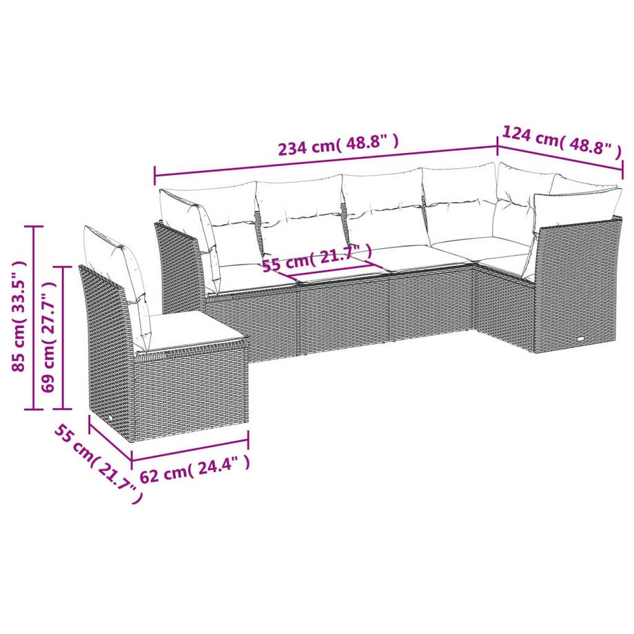VidaXL set divano da giardino Polirattan  