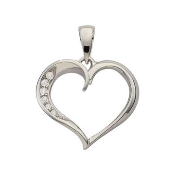 Pendentif coeur or blanc 750, 21x18mm