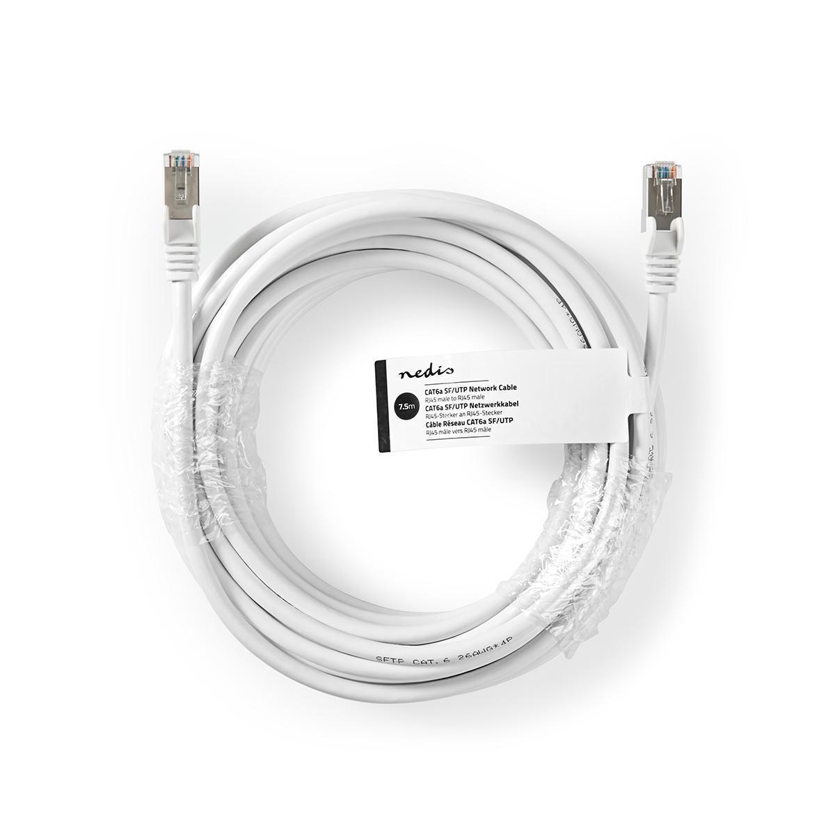Nedis  Câble réseau CAT6a | SF/UTP | RJ45 mâle | RJ45 mâle | 7.50 m | Rond | PVC | Blanc | Tag 