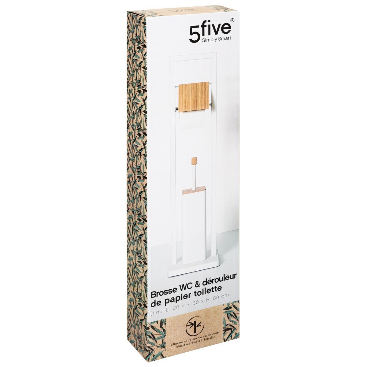 5five Portascopino e porta carta igienica - Bianco  