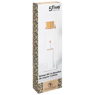 5five Portascopino e porta carta igienica - Bianco  