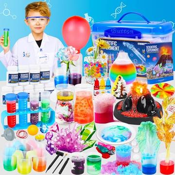 Kit de plus de 100 expériences scientifiques pour enfants , activités scientifiques, jouets, ensemble de chimie, culture de cristaux