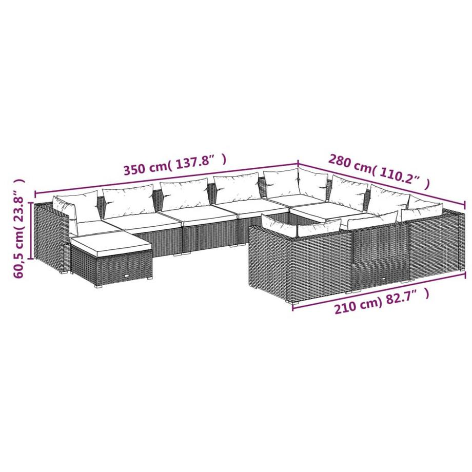 VidaXL Garten-lounge-set poly-rattan  