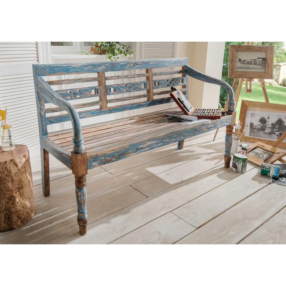 Holzbank 3-Sitzer Vintage multicolor 150