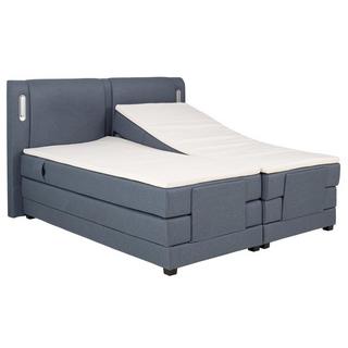 Vente-unique Ensemble complet boxspring tête de lit avec leds + sommiers relaxation électrique + matelas + surmatelas - 2 x 90 x 200 cm - Tissu - Bleu - ASTEMI de PALACIO  