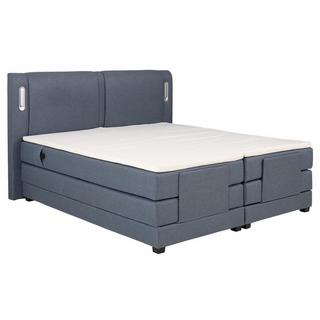 Vente-unique Ensemble complet boxspring tête de lit avec leds + sommiers relaxation électrique + matelas + surmatelas - 2 x 90 x 200 cm - Tissu - Bleu - ASTEMI de PALACIO  