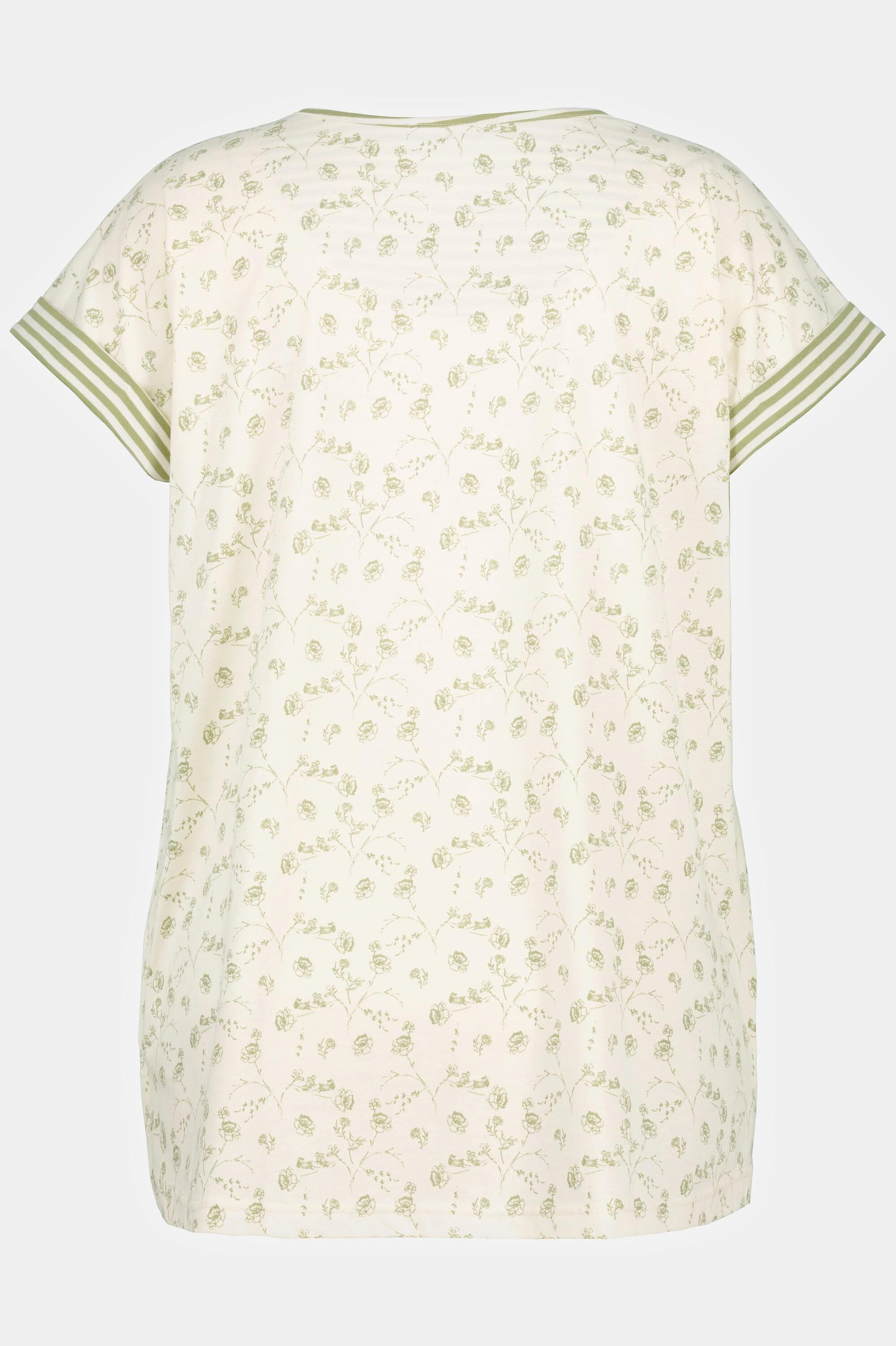 Ulla Popken  T-shirt de  pyjama, décolleté rond, manches courtes, coton bio 