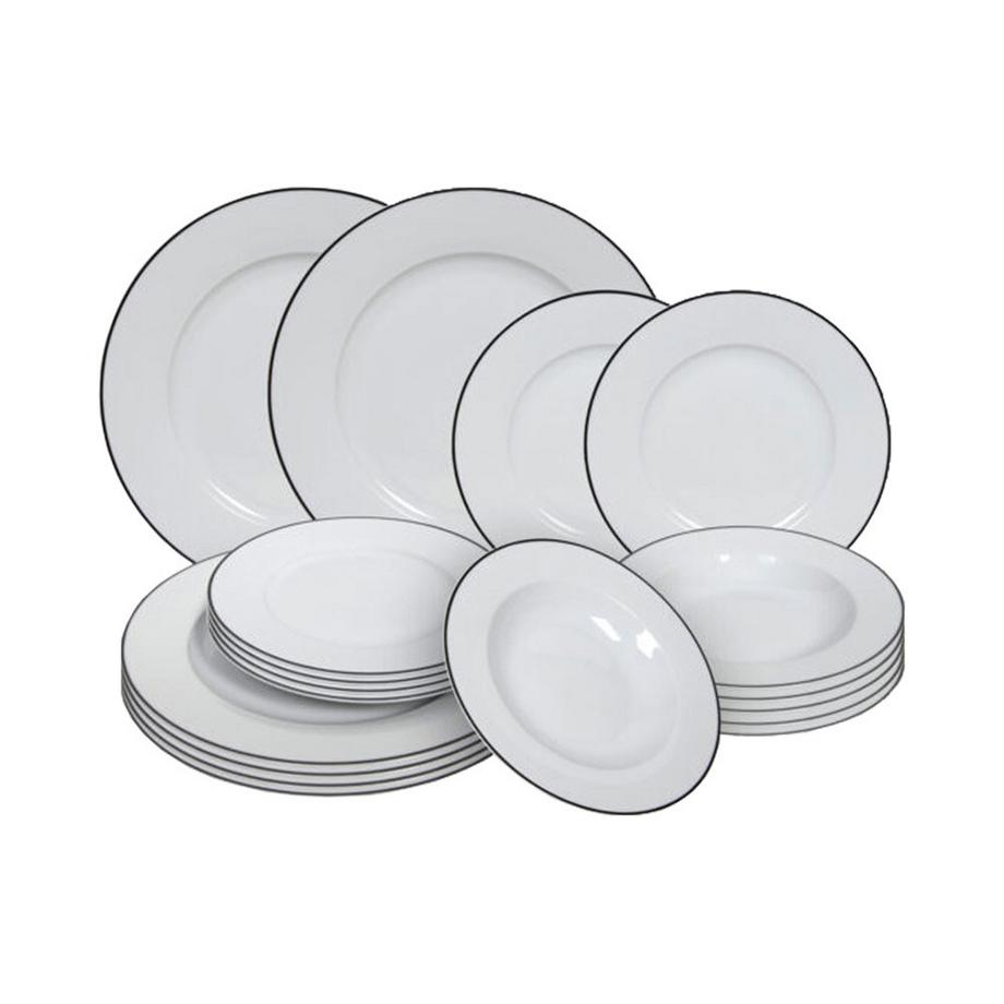 TAVOLA  Geschirrset 18teilig white/black 