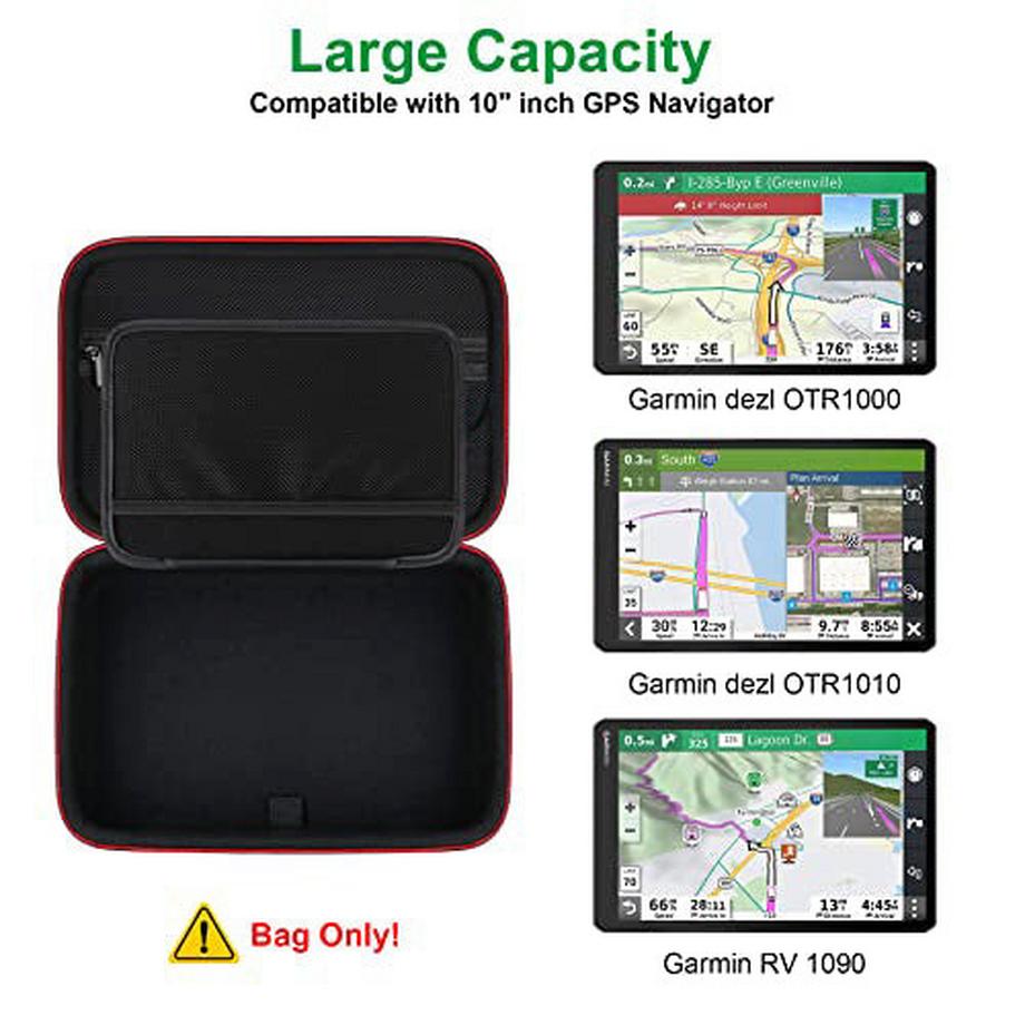 Only-bags.store  Sacoche de transport pour GPS Garmin dēzl LGV 1010, Garmin Camper 1090, Garmin dēzl LGV1000 MT-D, sacoche en filet pour chargeur de voiture, câble USB 