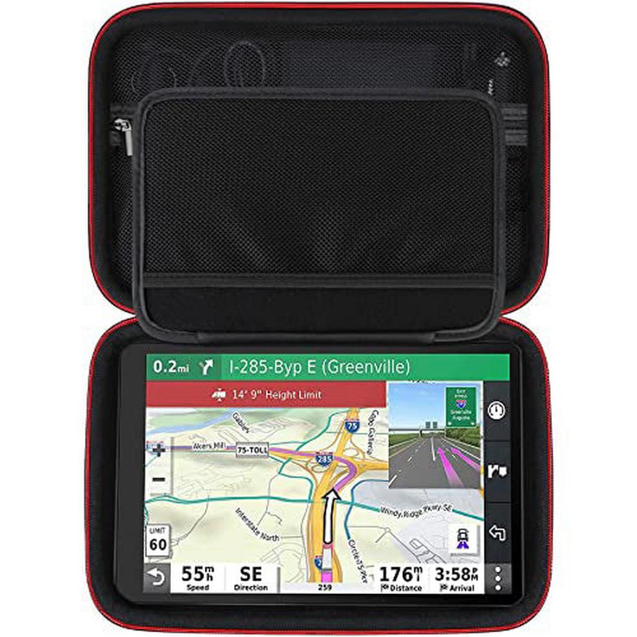Only-bags.store  Sacoche de transport pour GPS Garmin dēzl LGV 1010, Garmin Camper 1090, Garmin dēzl LGV1000 MT-D, sacoche en filet pour chargeur de voiture, câble USB 