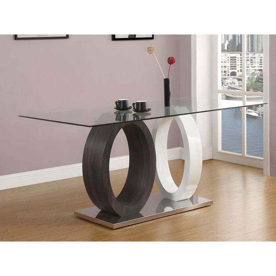 Vente-unique Table à  manger AYANE 6 cous Verre trempé MDF Chêne  