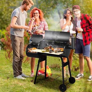 Northio BBQ-Holzkohlegrill mit Rädern Grillwagen mit Deckel Outdoor-Grill 115 x 65 x 108 cm Schwarz  