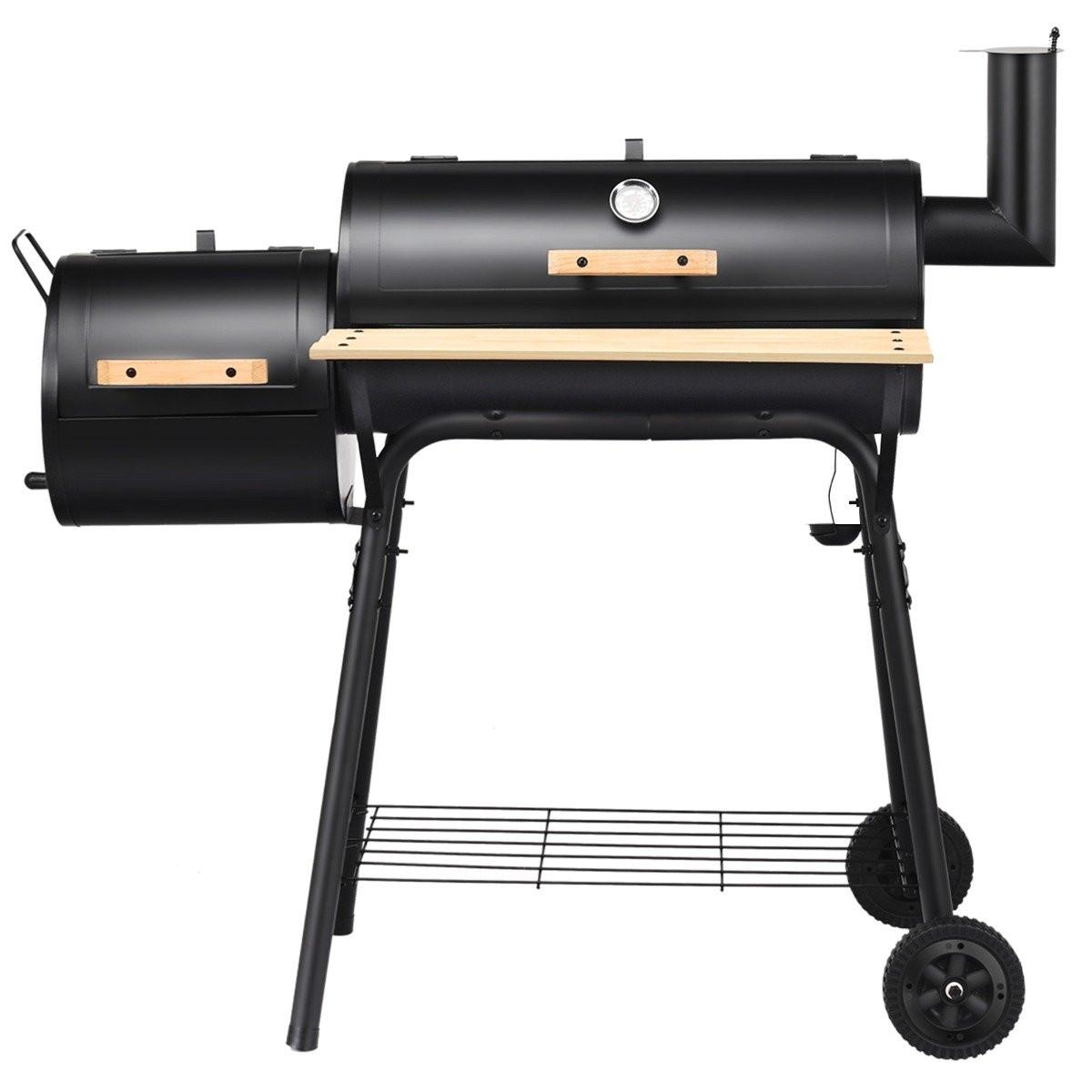 Northio BBQ-Holzkohlegrill mit Rädern Grillwagen mit Deckel Outdoor-Grill 115 x 65 x 108 cm Schwarz  