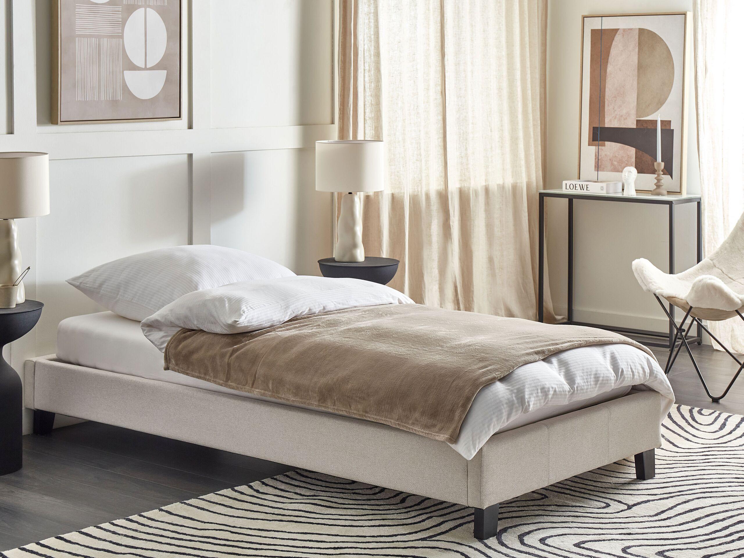 Beliani Bett mit Lattenrost aus Polyester Modern ROANNE  